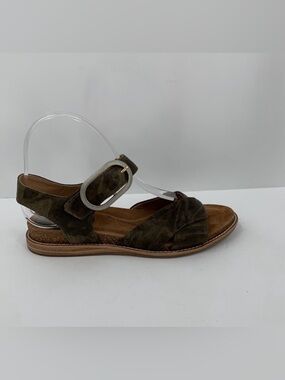 Sofft Bayo sandal flat shoe leather camo green gray comfort women 7.5
